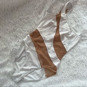 Norma Kamali White Snake Mesh Mío Swimsuit